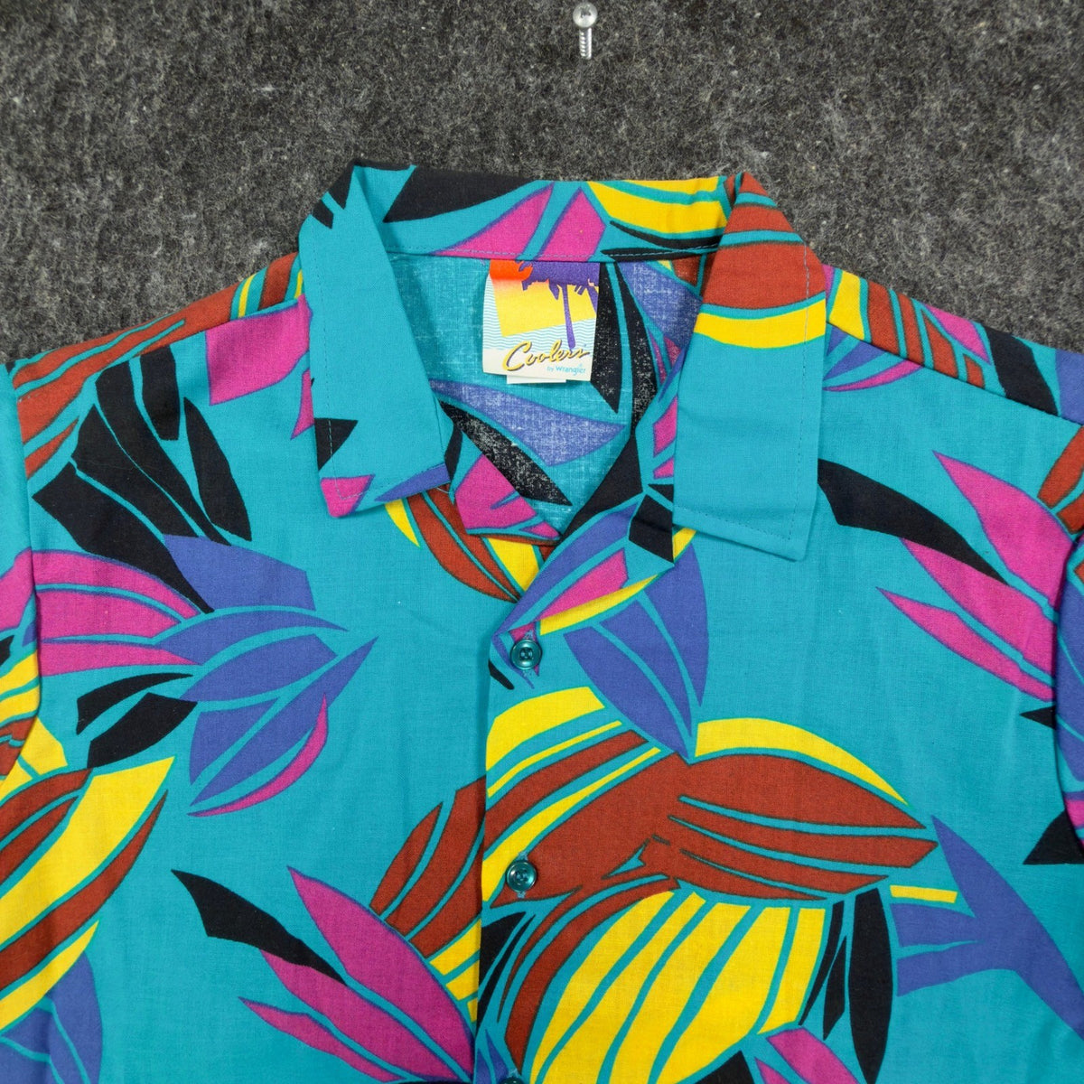 Wrangler Vintage 90s Button Up Shirt Mens Large Teal Cotton NWT C599 - take2supply