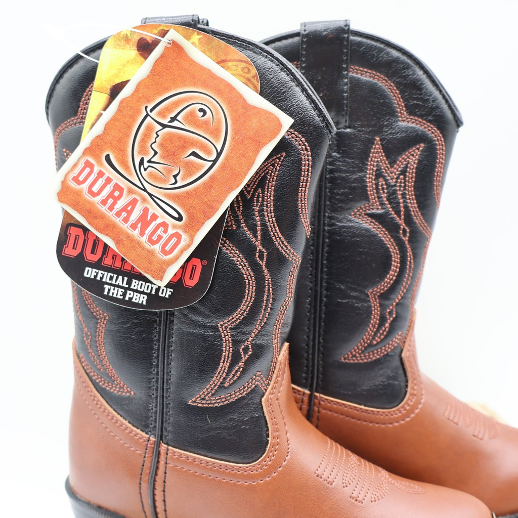 Durango Western Cowboy Boots Kids 10 D Rust Brown Black PBR BT464 New - take2supply