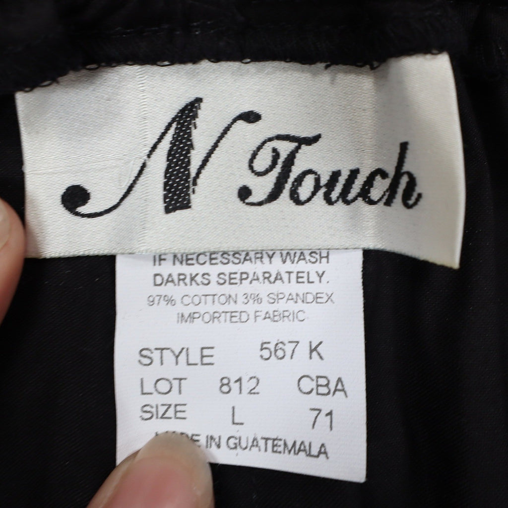 N Touch Pants Womens Large Black Stretch Cotton Elastic Waist Straight Leg C993 - take2supply