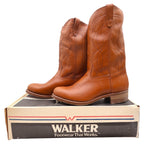Walker Vintage Western Boots Mens 11 Brown Leather Deadstock NIB USA Made - take2supply