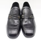 Fortune Shoes Loafers Mens 10 Vintage 70s Black Leather Square Toe Deadstock - take2supply
