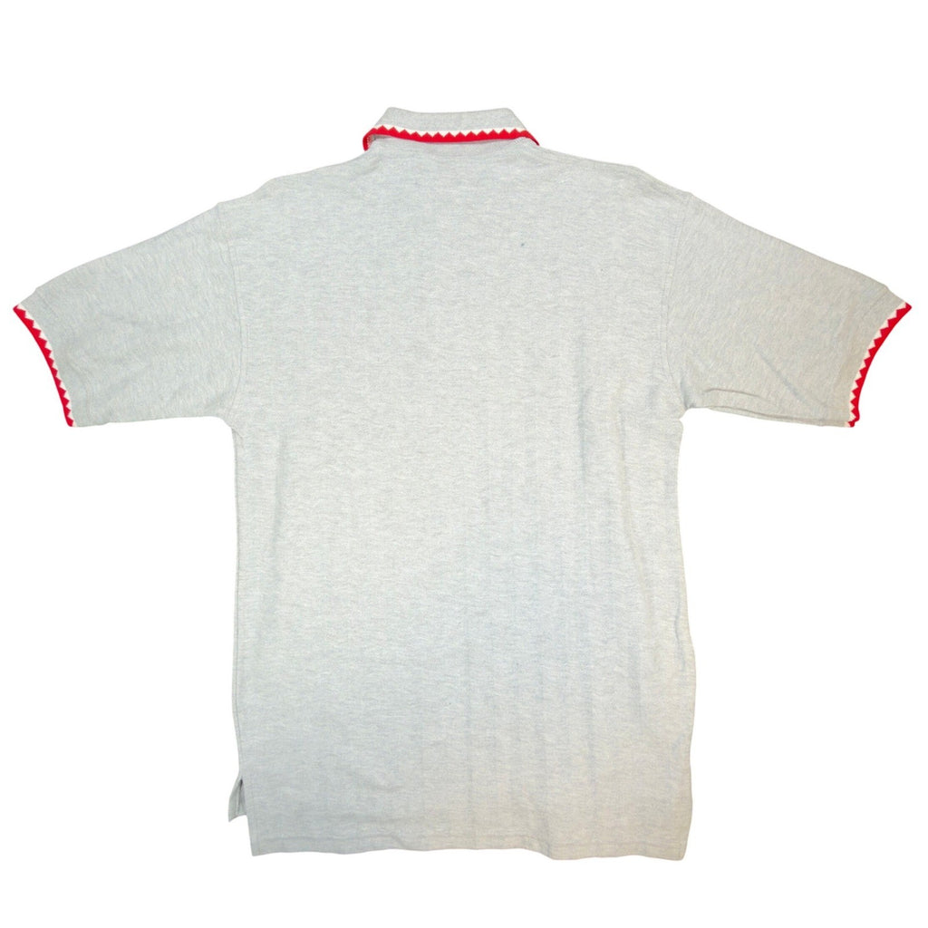 Vintage Cotton Deluxe Casuals Polo Shirt Mens L Gray Red Zig Zag Trim Y2K - take2supply