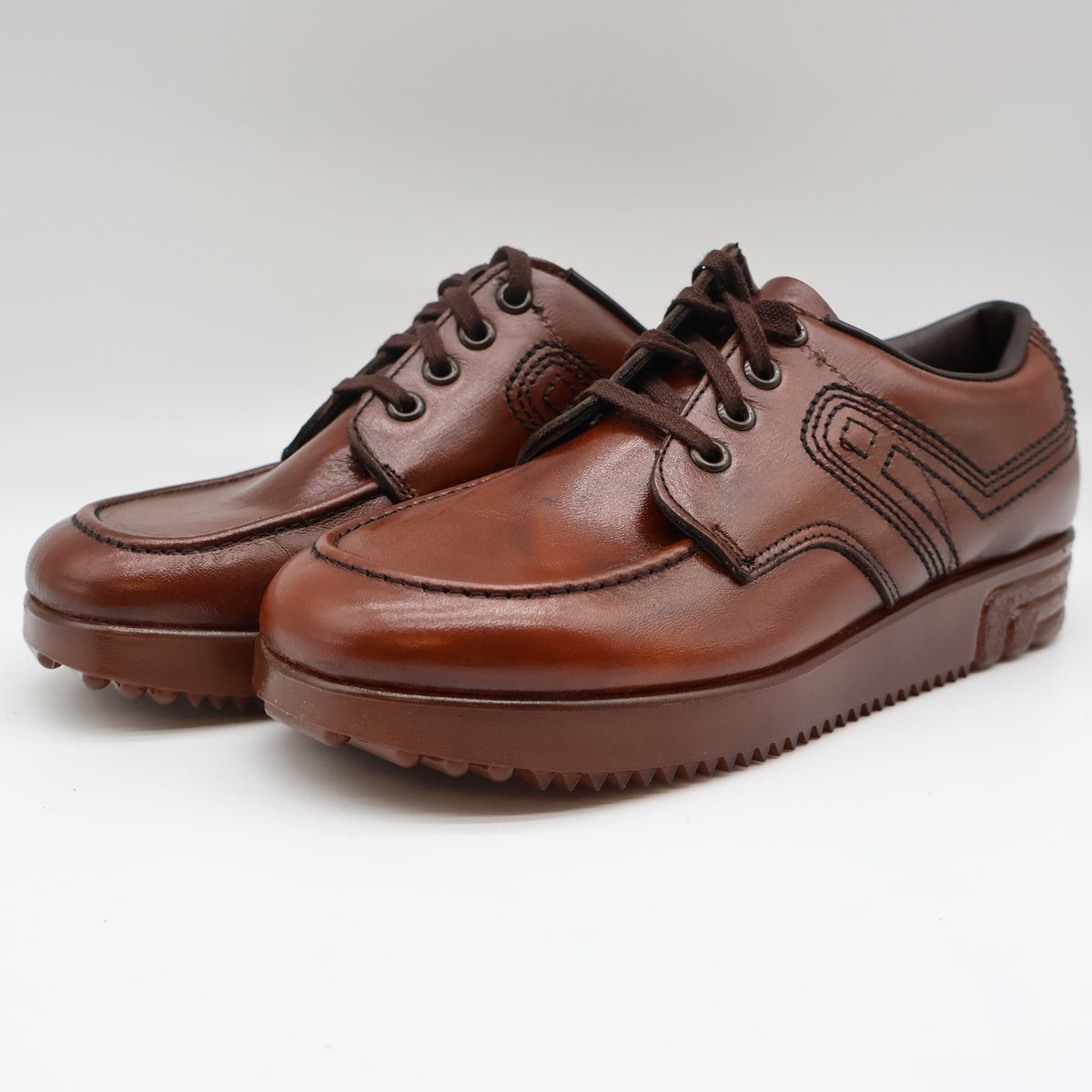 James Pepper Oxford Shoes Mens 5 D Vintage Brown Leather Moc Toe Made in USA - take2supply