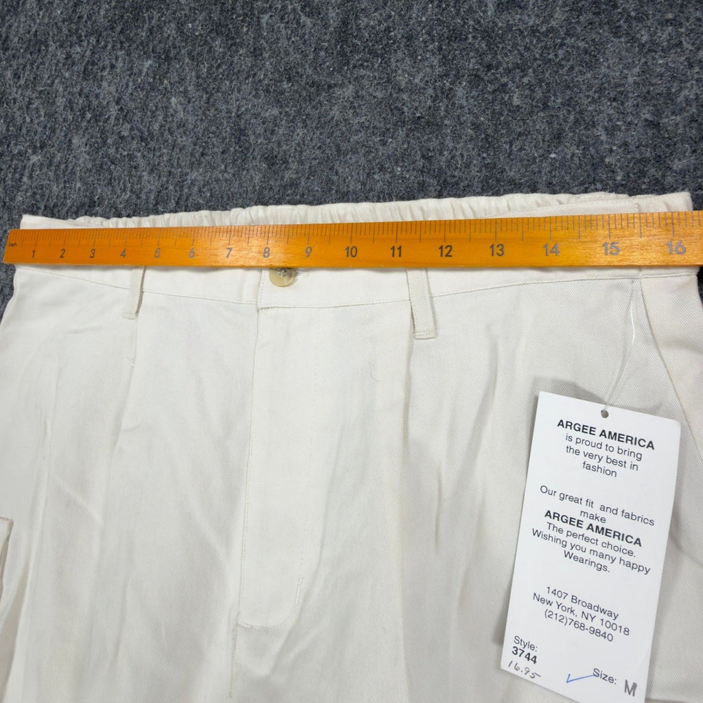 Argee Vintage 90s Cargo Shorts Womens M Ivory Cotton Deadstock NWT - take2supply