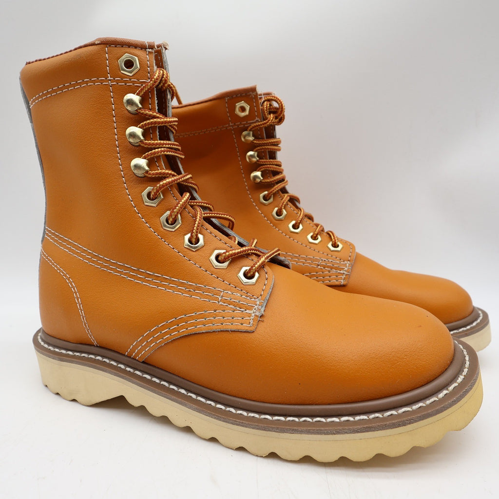 Walker Vintage 80s Work Boots Mens 3 E Tan Leather Deadstock New - take2supply