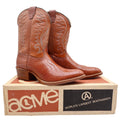 Acme Vintage Western Cowboy Boots Kids 2.5 D Brown Leather Deadstock NWT - take2supply