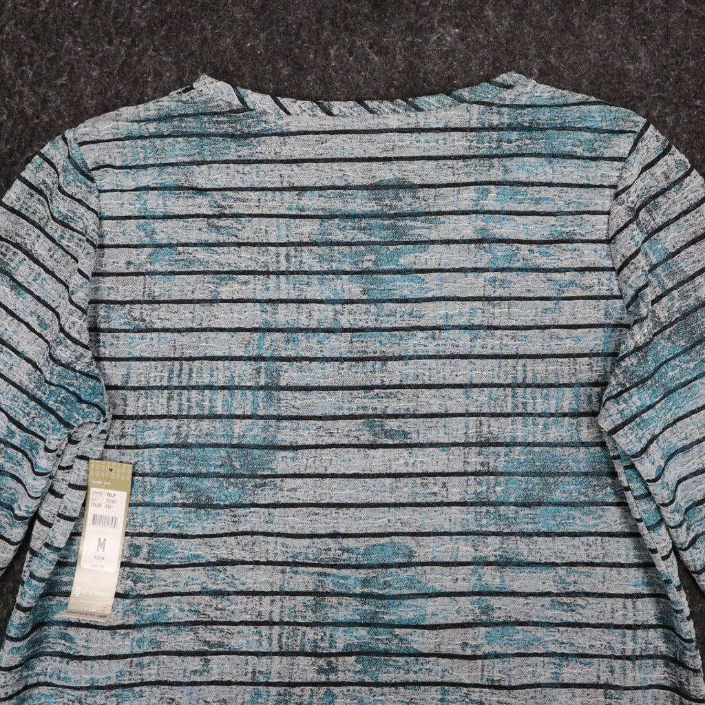 Erin London Top Womens Medium NWT Blue Grey Striped Textured Long Sleeve 78229 - take2supply