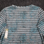 Erin London Top Womens Medium NWT Blue Grey Striped Textured Long Sleeve 78229 - take2supply