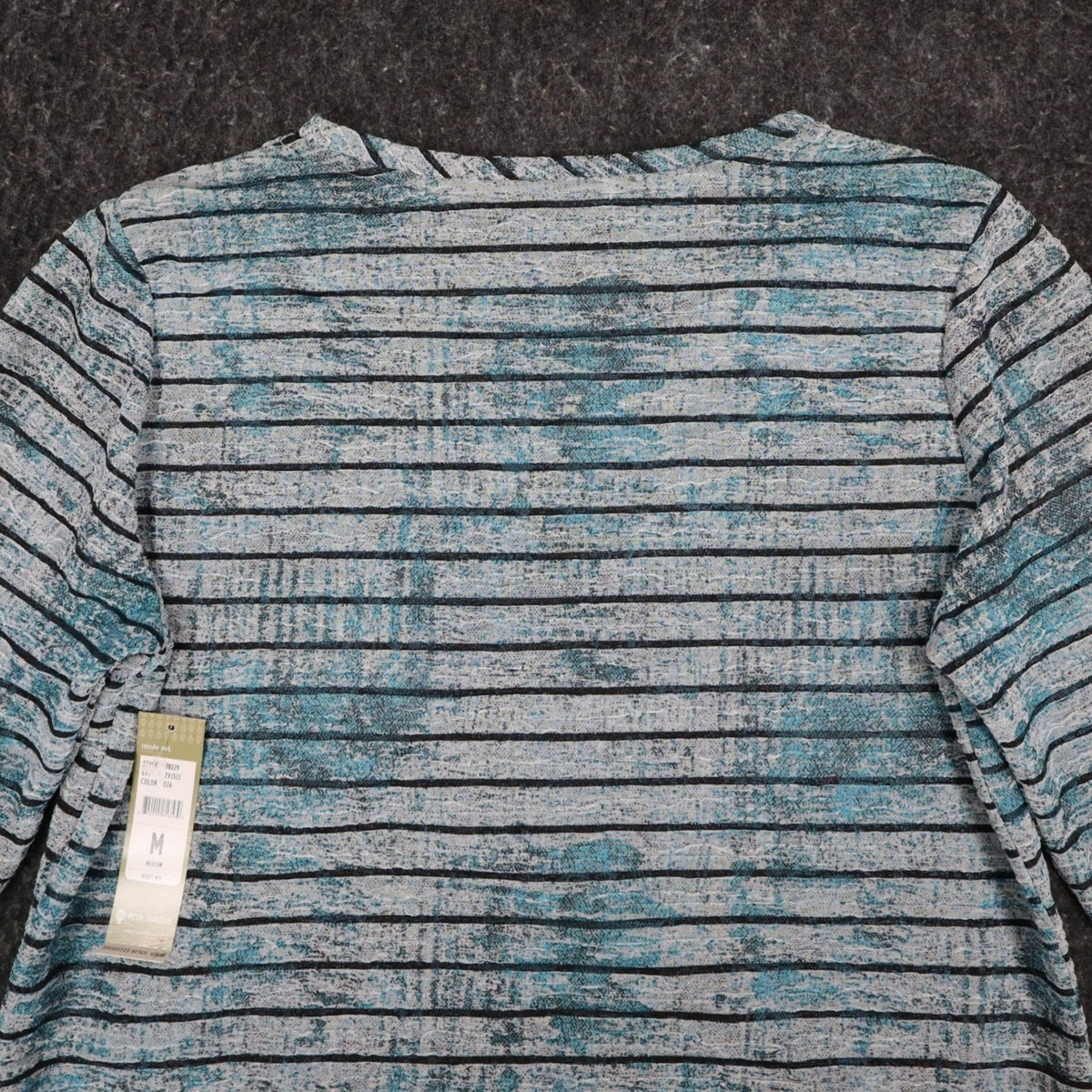 Erin London Top Womens Medium NWT Blue Grey Striped Textured Long Sleeve 78229 - take2supply
