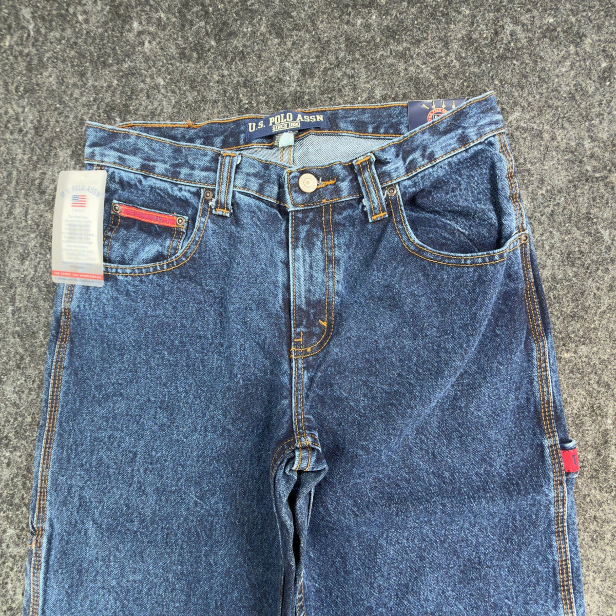 U.S. Polo Assn Carpenter Jeans Boys 14 Blue Cotton Easy Fit Utility NWT - take2supply