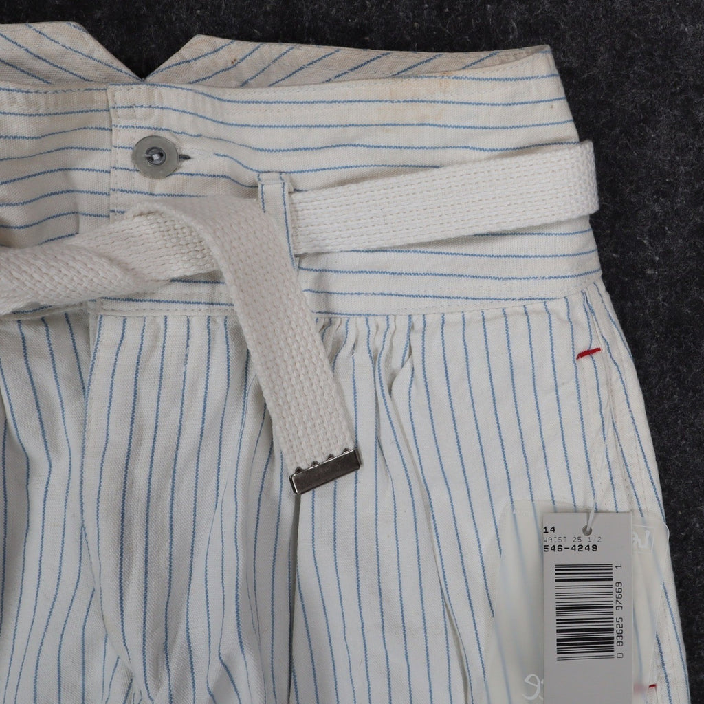 Lee Vintage 90s Striped Shorts Girls 14 White Blue Cotton High Waist Deadstock - take2supply