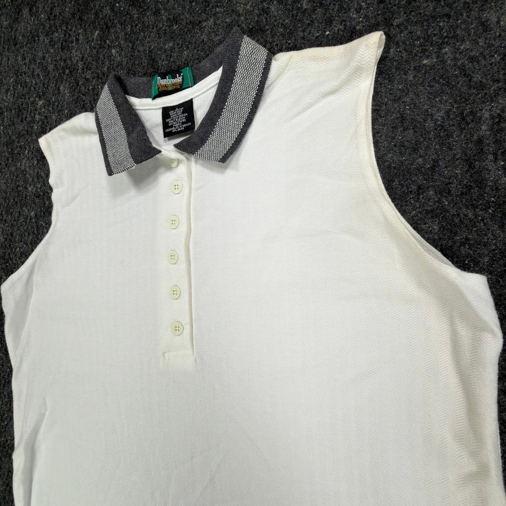 Dunbrooke Vintage Sleeveless Polo Shirt Women Large White Cotton New - take2supply
