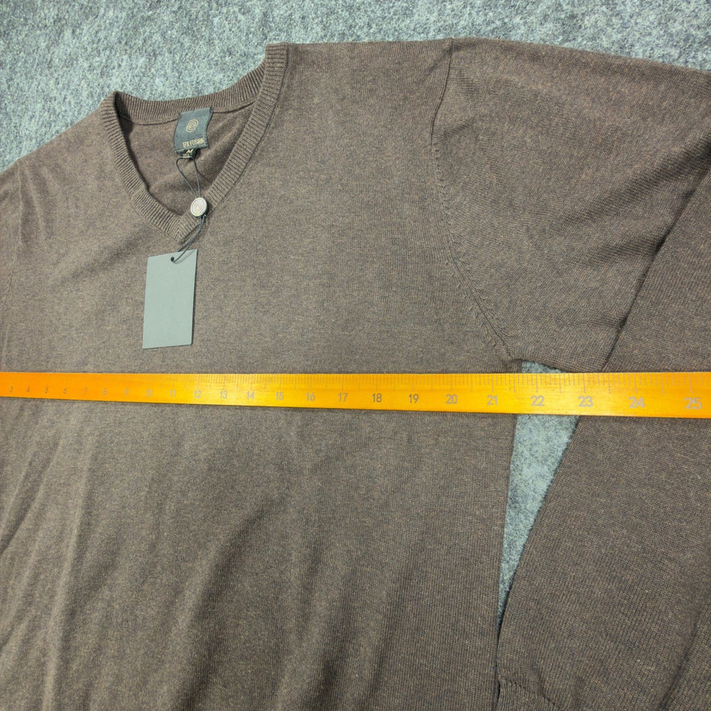 F/X Fusion V-Neck Sweater Mens M Brown Heather Cotton Blend NWT - take2supply