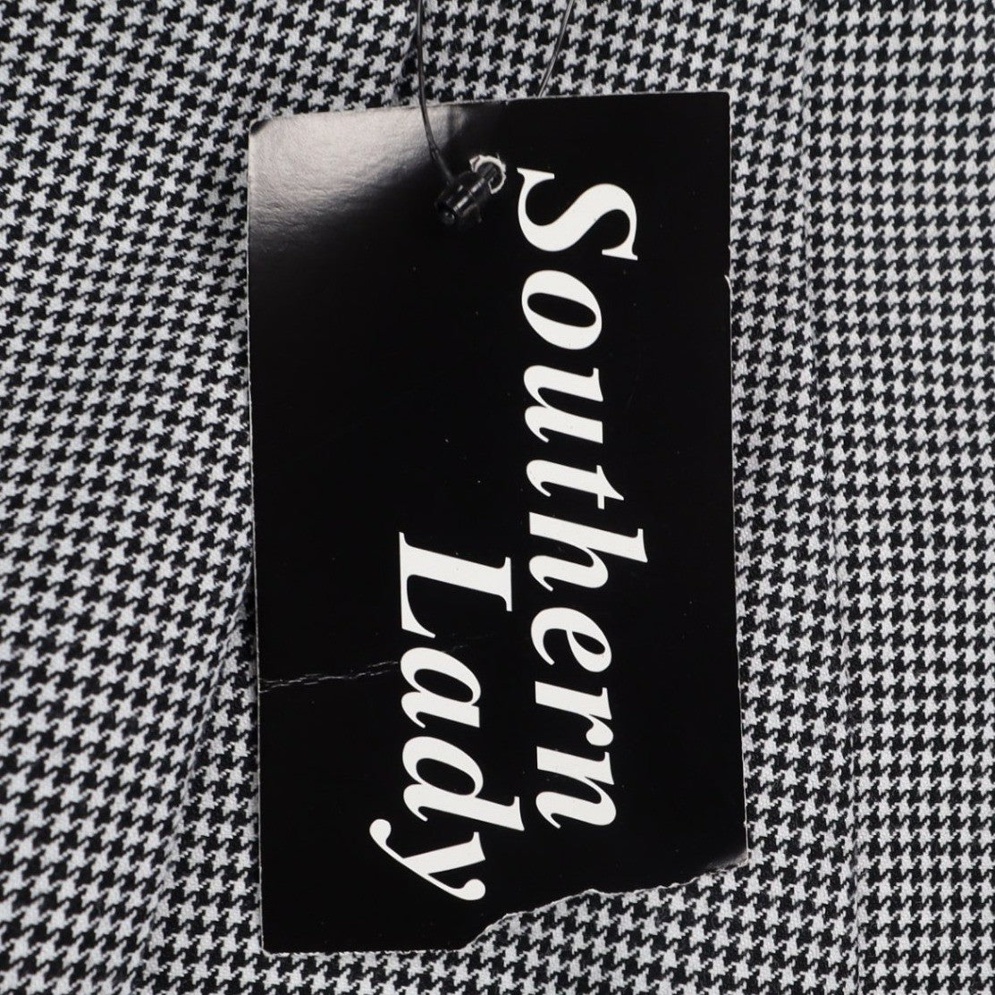 Southern Lady Dress Pants Womens 10 Petite Black White Houndstooth Pleated New - take2supply