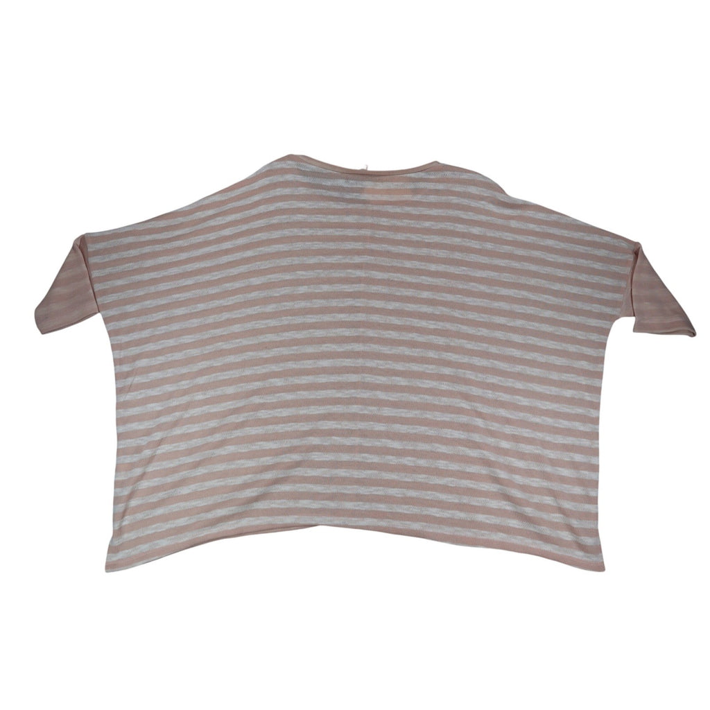 Hem & Thread Top Womens M/L Pink White Striped Oversized Boxy Knit Scoop Neck - take2supply