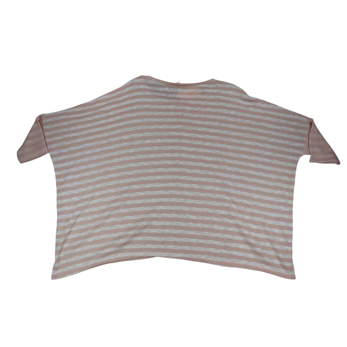 Hem & Thread Top Womens M/L Pink White Striped Oversized Boxy Knit Scoop Neck - take2supply