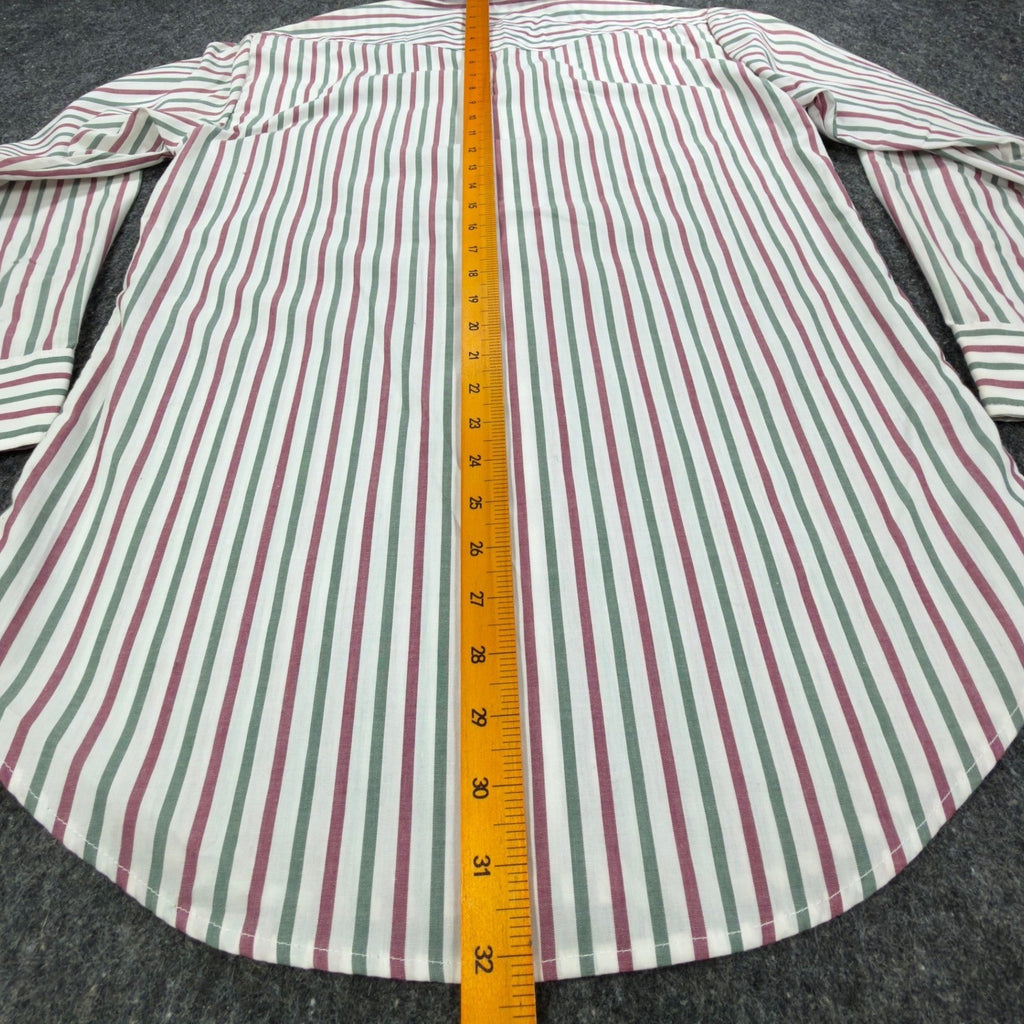 Caravan Vintage 90s Western Button Down Mens M Maroon Green Striped Shirt C430 - take2supply