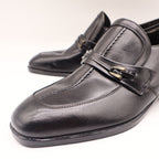 Fortune Shoes Loafers Mens 10 Vintage 70s Black Leather Square Toe Deadstock - take2supply