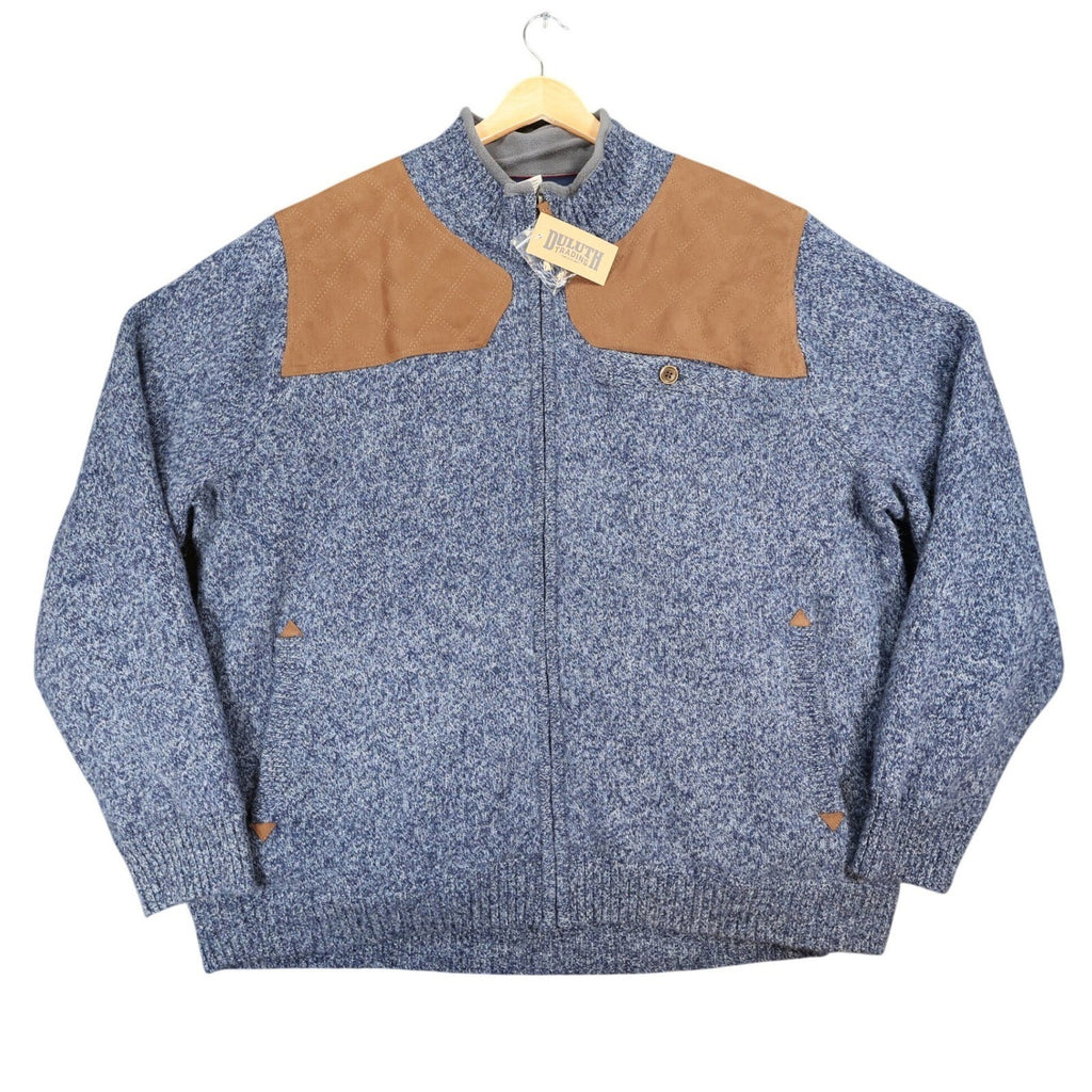 Duluth Trading Co Shetland Wool Windproof Zip Sweater Mens 2XL Blue Quilted - take2supply
