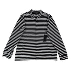 Links Womens S Black White Striped Full Zip Knit Jacket Stretch NWT - take2supply