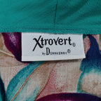 Xtrovert Blouse Womens 8 Vintage 90s Teal Floral Faux Vest Rayon Short Sleeve - take2supply