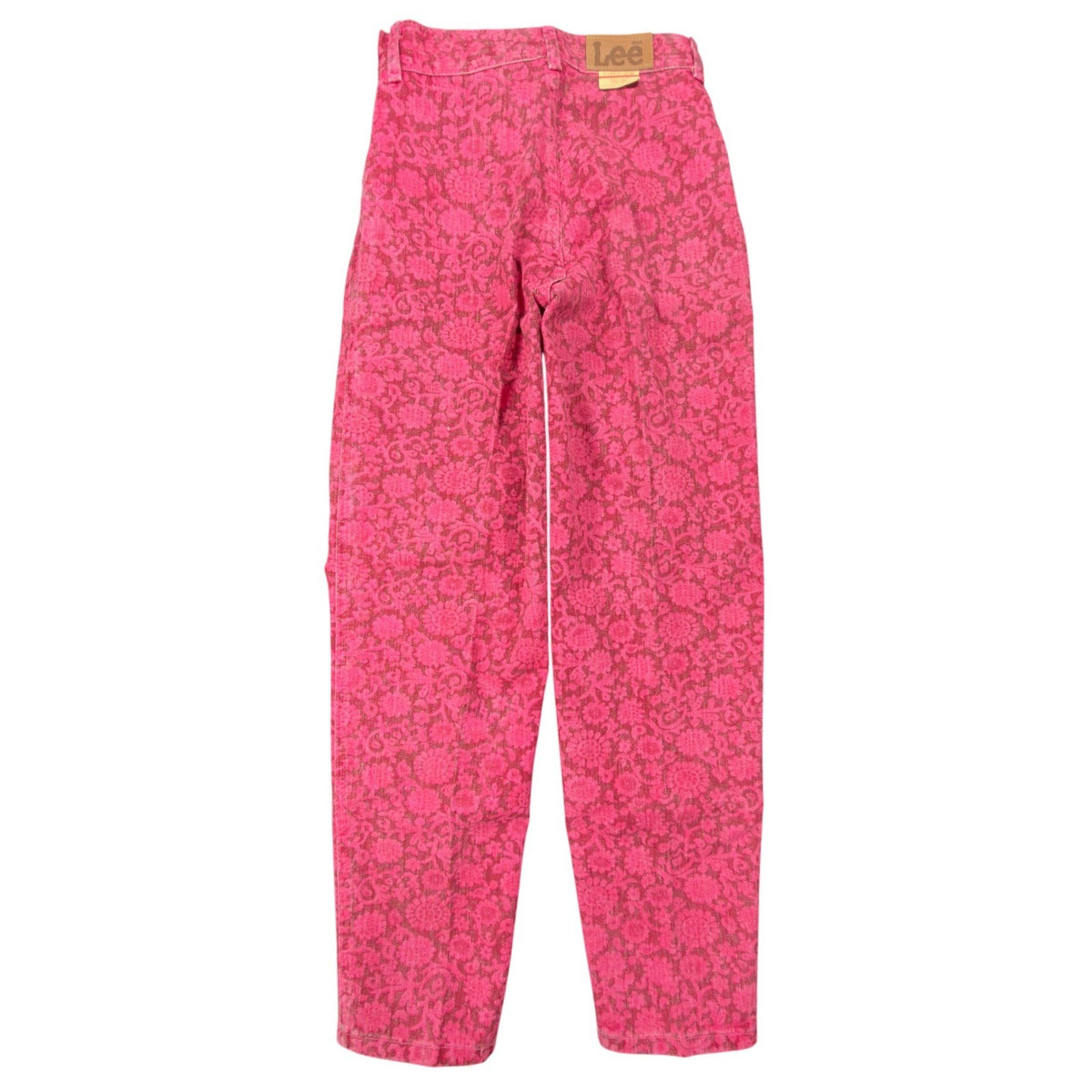 Lee Vintage 80s Floral Pants Girls 12 Magenta Pink Cotton High Waist NWT USA - take2supply