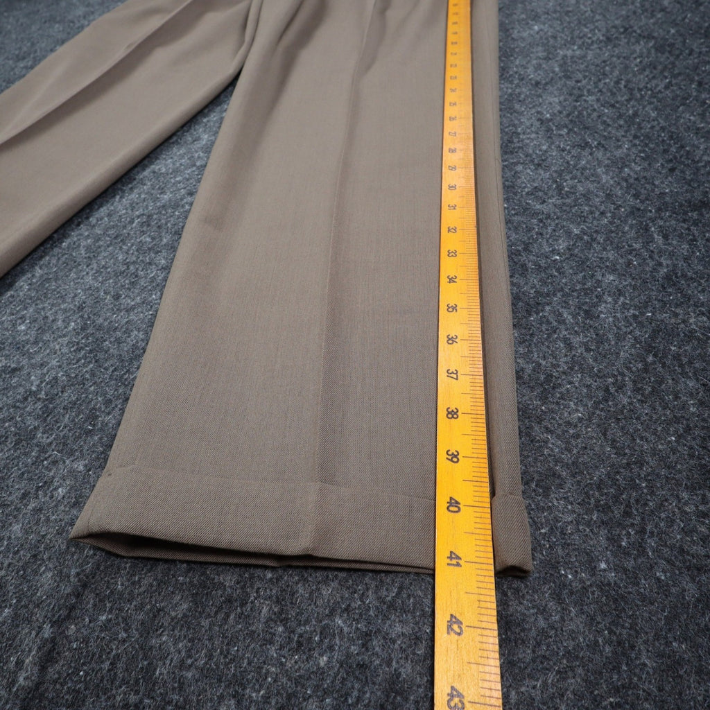 Haggar Dress Pants Mens 33x30 Pleated Wool Blend Brown Cuffed Deadstock - take2supply