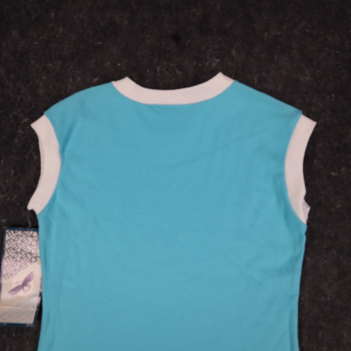 Maverick Vintage 80s Girls Large Aqua Blue Ringer Sleeveless T-Shirt NWT 1982 - take2supply