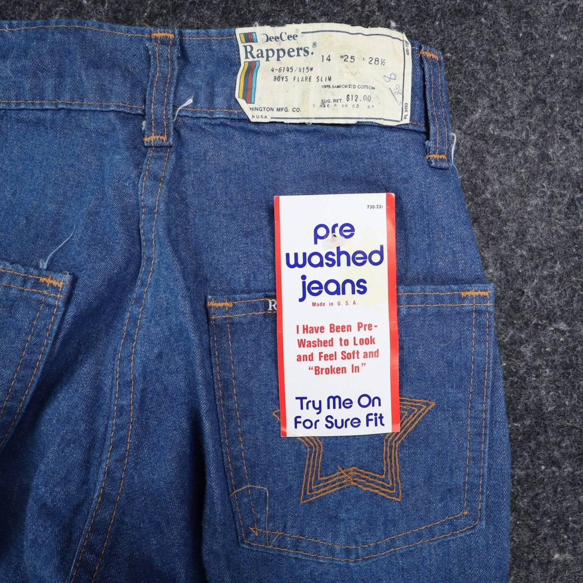 DeeCee Rappers Vintage 70s Flare Jeans Boys 14 W25 L28.5 Blue Cotton USA NWT - take2supply