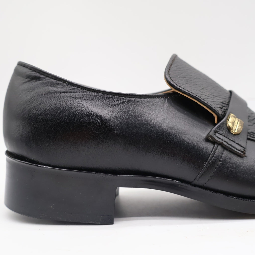 Barclay Slip On Loafers Mens 7 D Vintage Black Leather PermaSole USA 95183 - take2supply