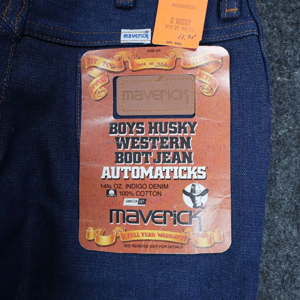 Maverick Boys Jeans Size 8 Husky Vintage Deadstock Indigo Western Bootcut Denim - take2supply