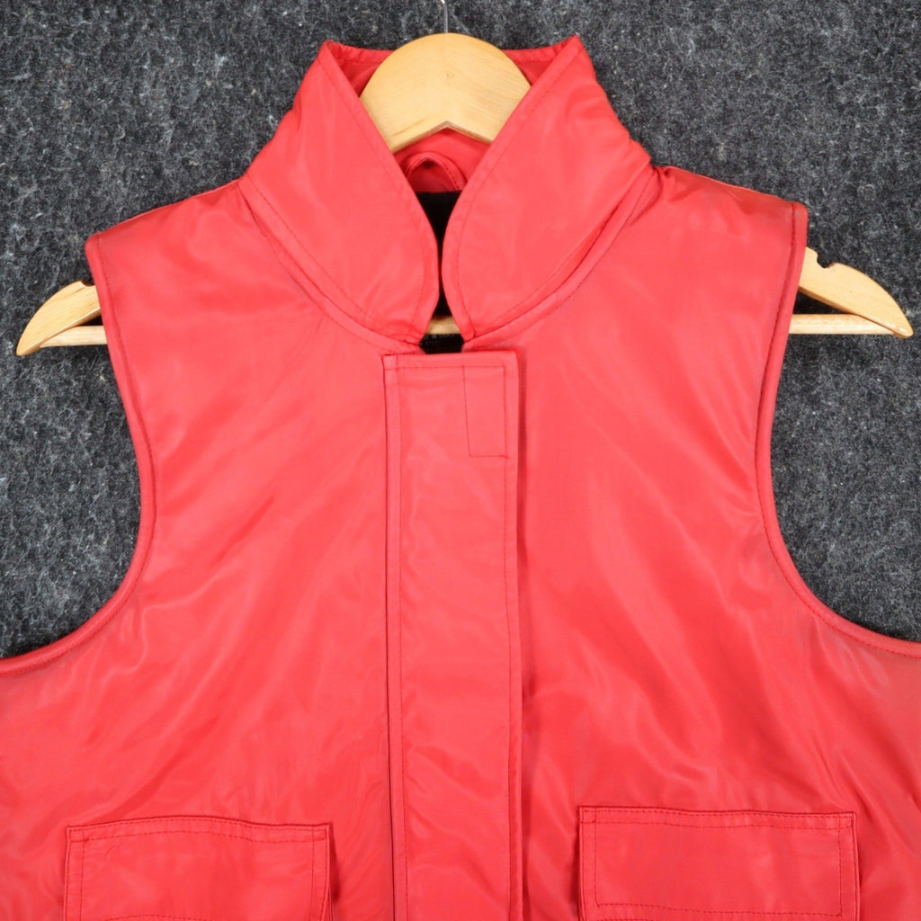 Selene Sport Puffer Vest Mens Medium Vintage 90s Red Fleece Lined Vinyl C1096 - take2supply