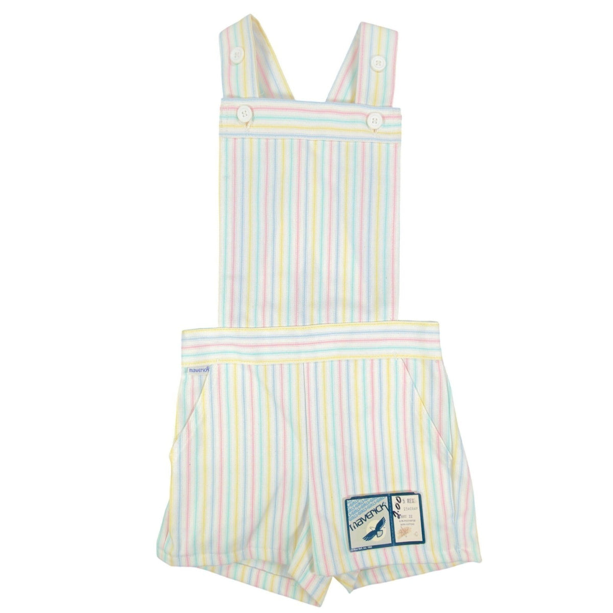 Maverick 1980s Vintage Striped Shortalls Girls 5 Pastel Multi NWT - take2supply