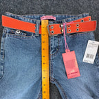 US Polo Assn Y2K Flare Jeans Girls 8 Blue Denim Stretch Belted NWT - take2supply