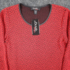 Dusak Designs Tunic Sweater Womens S Red Black Textured Knit Layered Hem Canada - take2supply