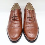 Conti Oxford Shoes Mens 9 D Vintage Brown Leather Cap Toe Brogue H1005 NOS - take2supply