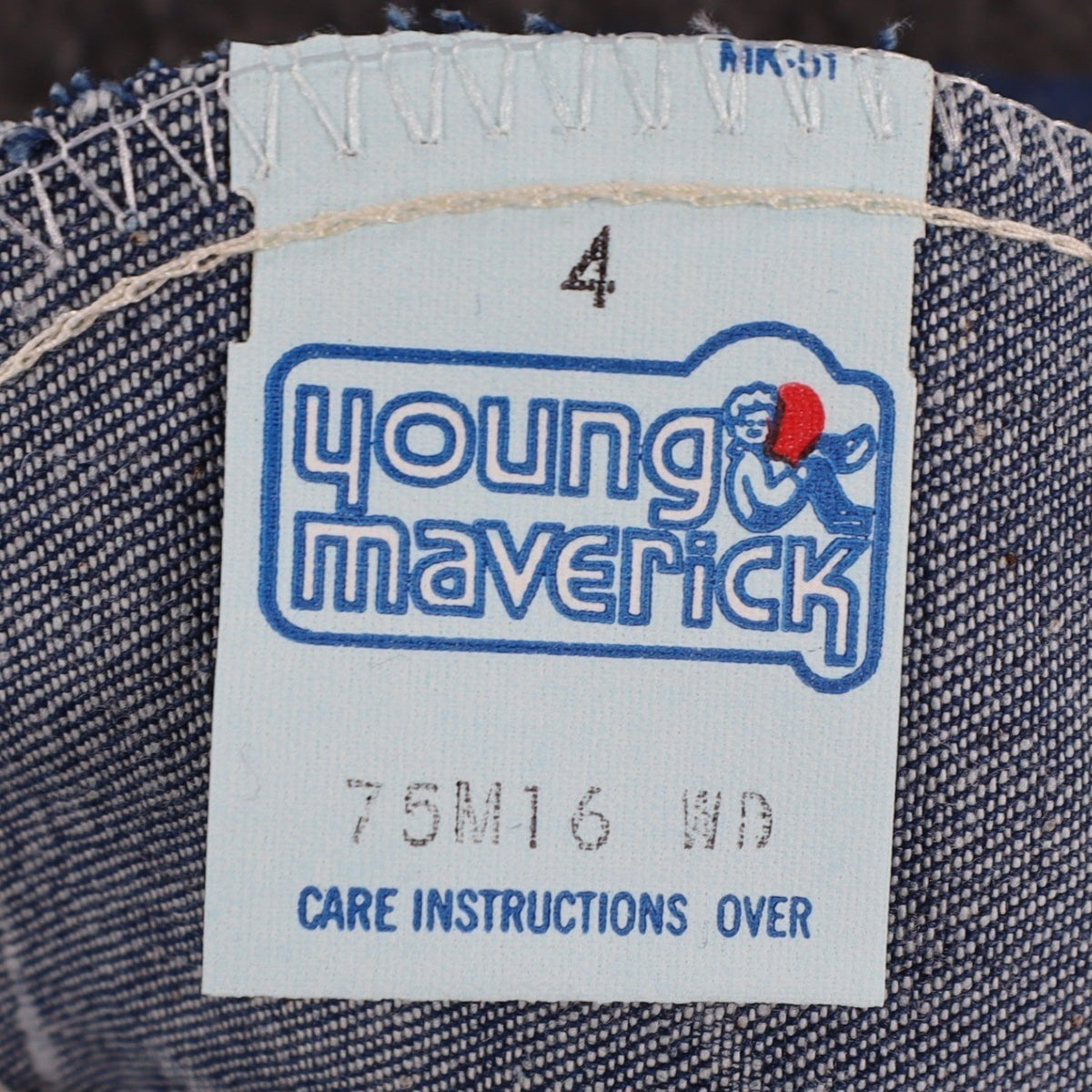 Young Maverick Boot Jean Kids 4 Vintage 70s Blue Denim Deadstock USA 75M16WD - take2supply