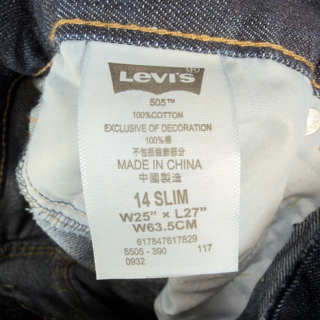 Levi's 505 Regular Fit Jeans Boys 14 Slim 25x27 Dark Wash Straight Leg Denim - take2supply