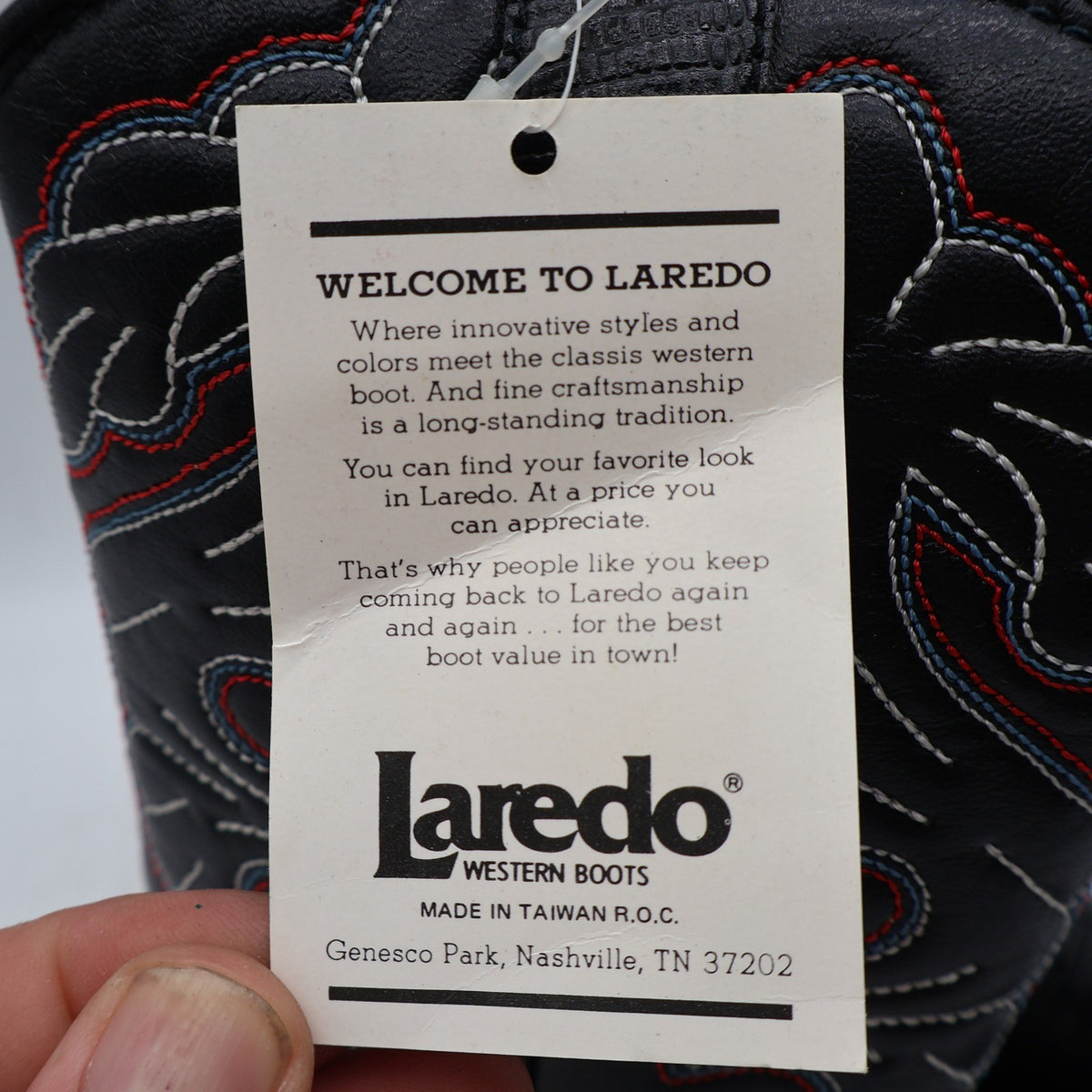 Laredo Western Cowboy Boots Kids Size 2D Vintage Black Lizard Embossed 28-2230-6 - take2supply