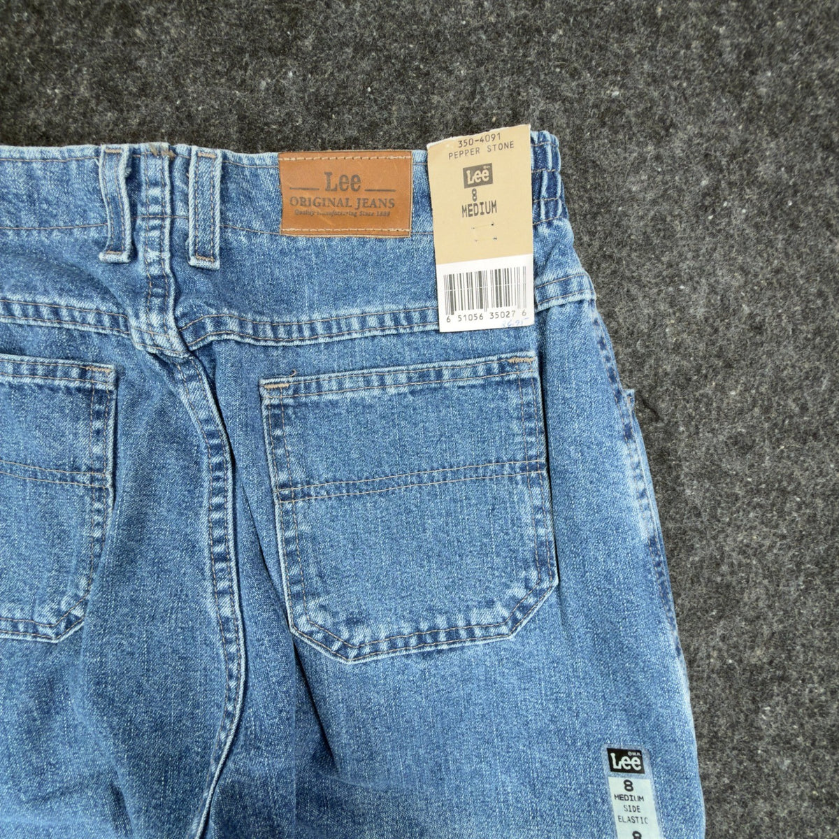 Lee Vintage 90s Side Elastic Utility Jeans Womens 8 M Blue Denim Made in USA NWT - take2supply