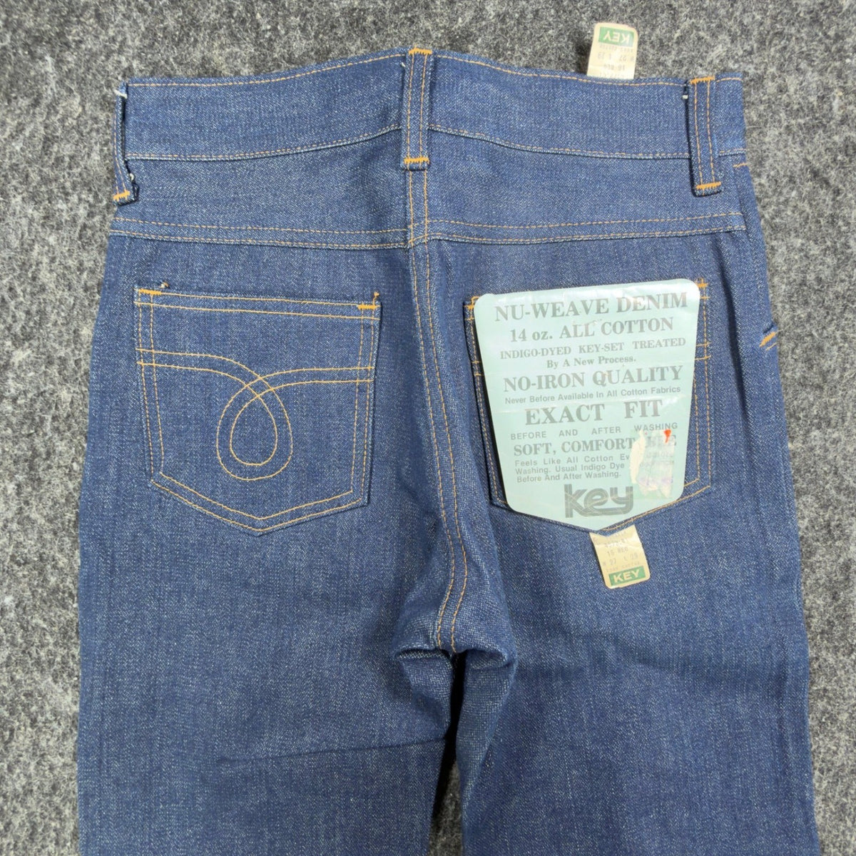 Key Vintage 70s Flare Jeans Boys 16 Reg W 27 L 29 Blue Cotton Deadstock NWT - take2supply
