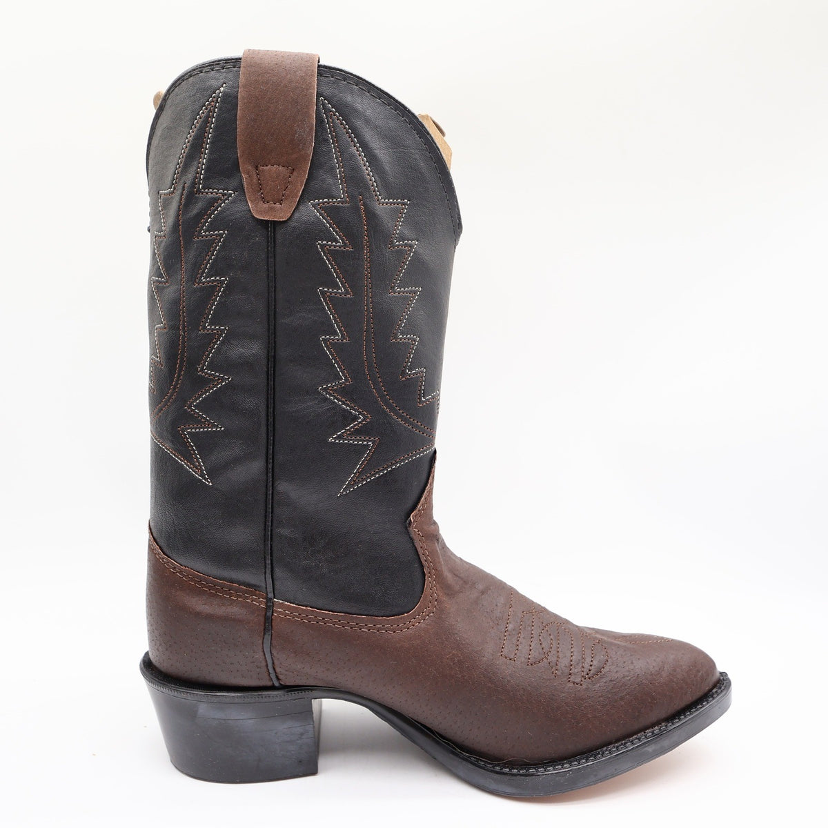 Wrangler Vintage Western Boots Youth 4.5 D Old Brown Leather Black NWT USA Made - take2supply