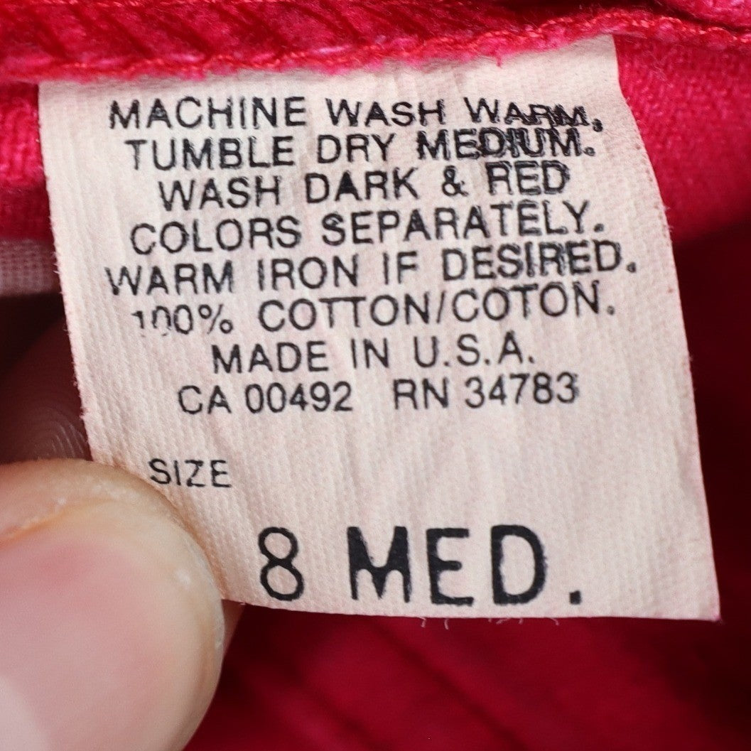 Lee Relaxed Fit Shorts Womens 8 Medium Vintage 90s Poppy Red Cotton Made in USA - take2supply