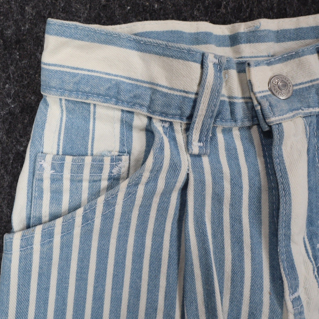 Lee Striped Denim Shorts Girls 7 Slim Vintage 90s Blue White Cotton Deadstock - take2supply