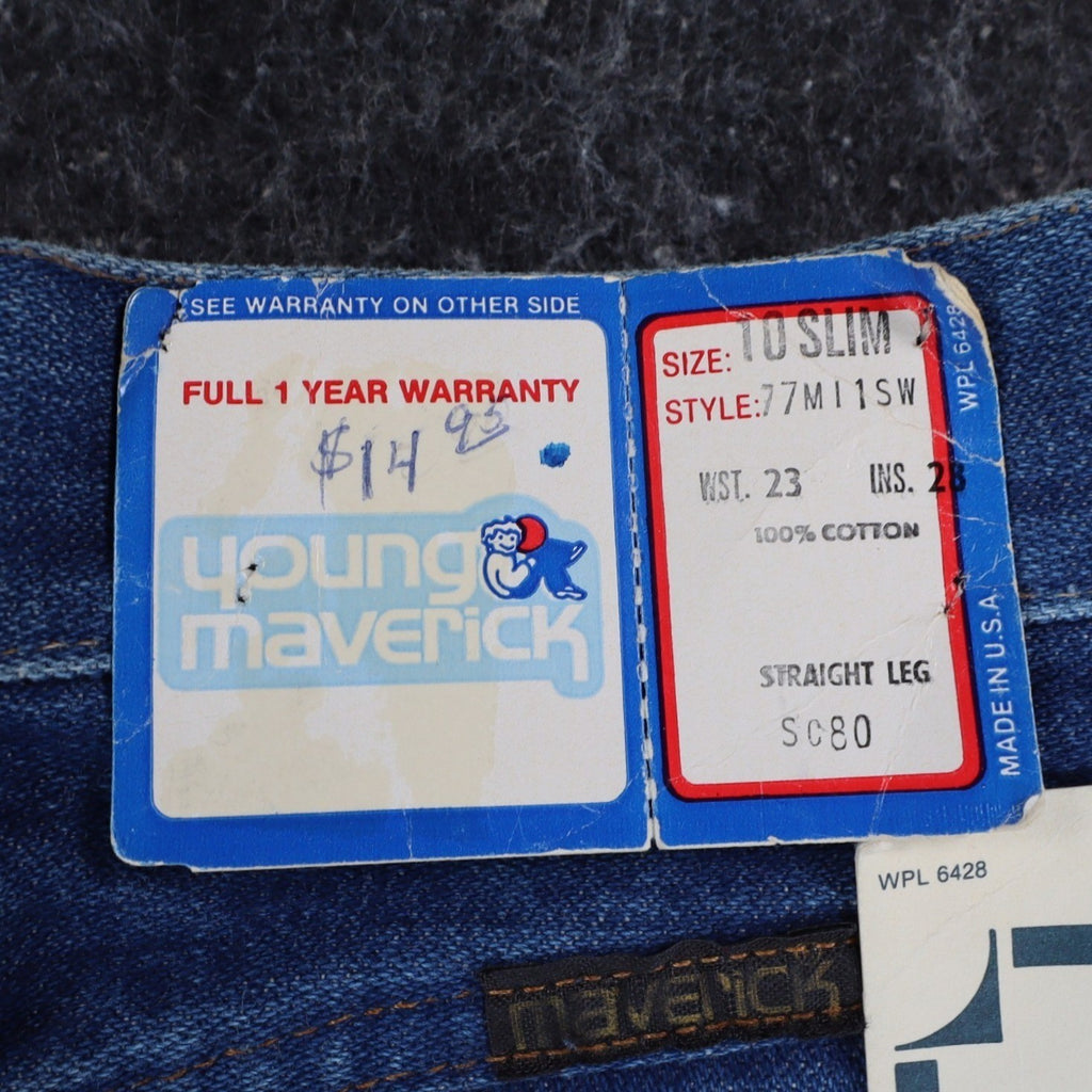 Young Maverick Jeans Girls 10 Slim Vintage 80s Blue Cotton Straight Deadstock - take2supply