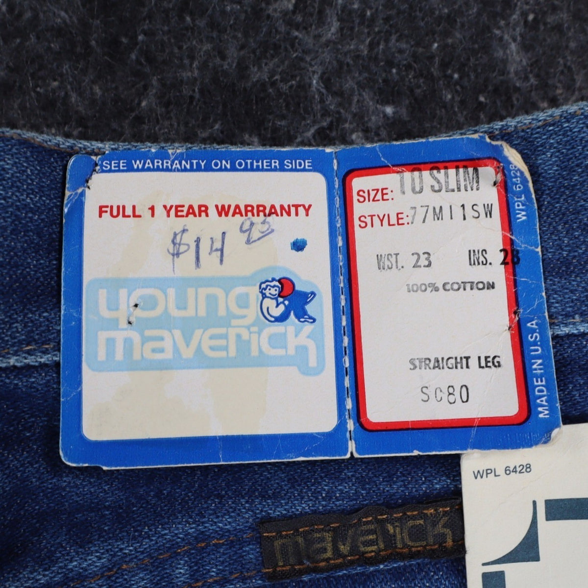 Young Maverick Jeans Girls 10 Slim Vintage 80s Blue Cotton Straight Deadstock - take2supply