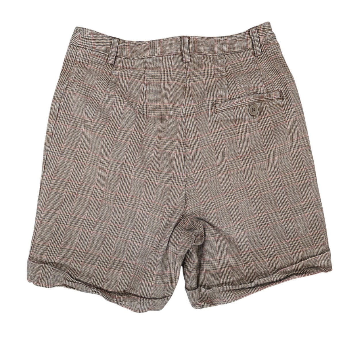 Brandy Melville Plaid Shorts Womens One Size Brown Cotton High Waist Cuffed - take2supply