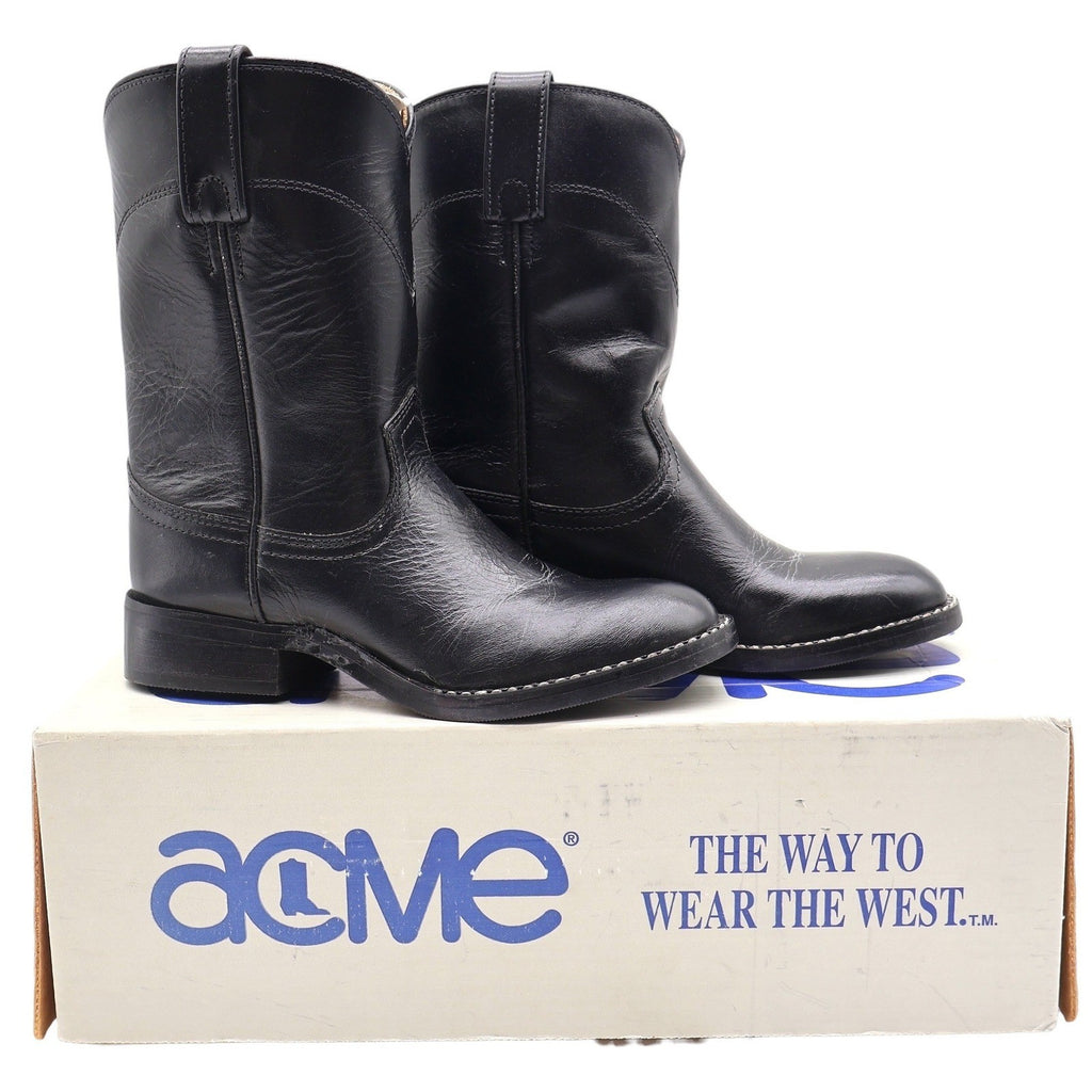 Acme Black Roper Boots Kids Size 13D Leather Western Cowboy Style 03122 - take2supply