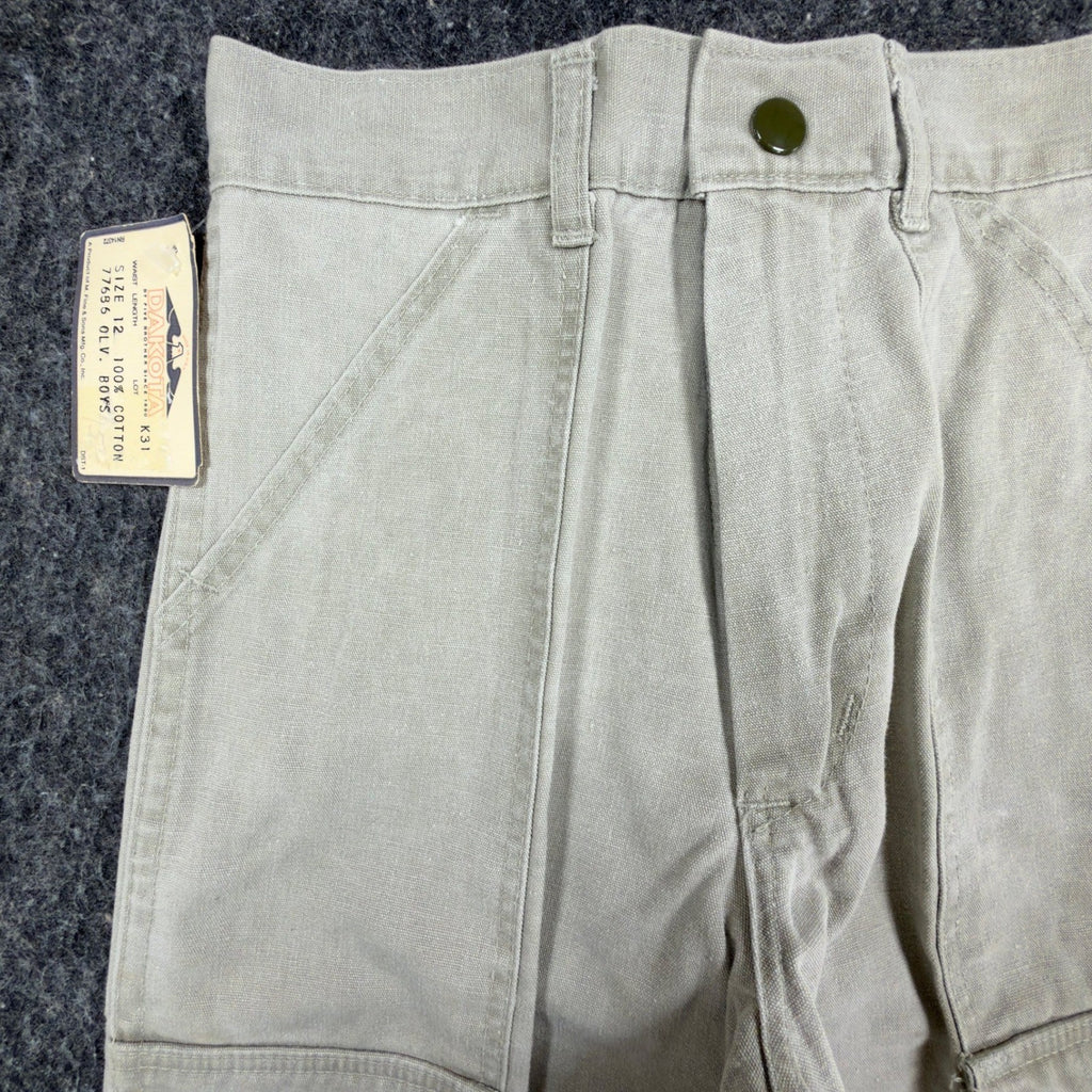 Dakota Vintage 70s Cargo Pants Boys 12 Olive Tan Cotton NWT USA Made Deadstock - take2supply