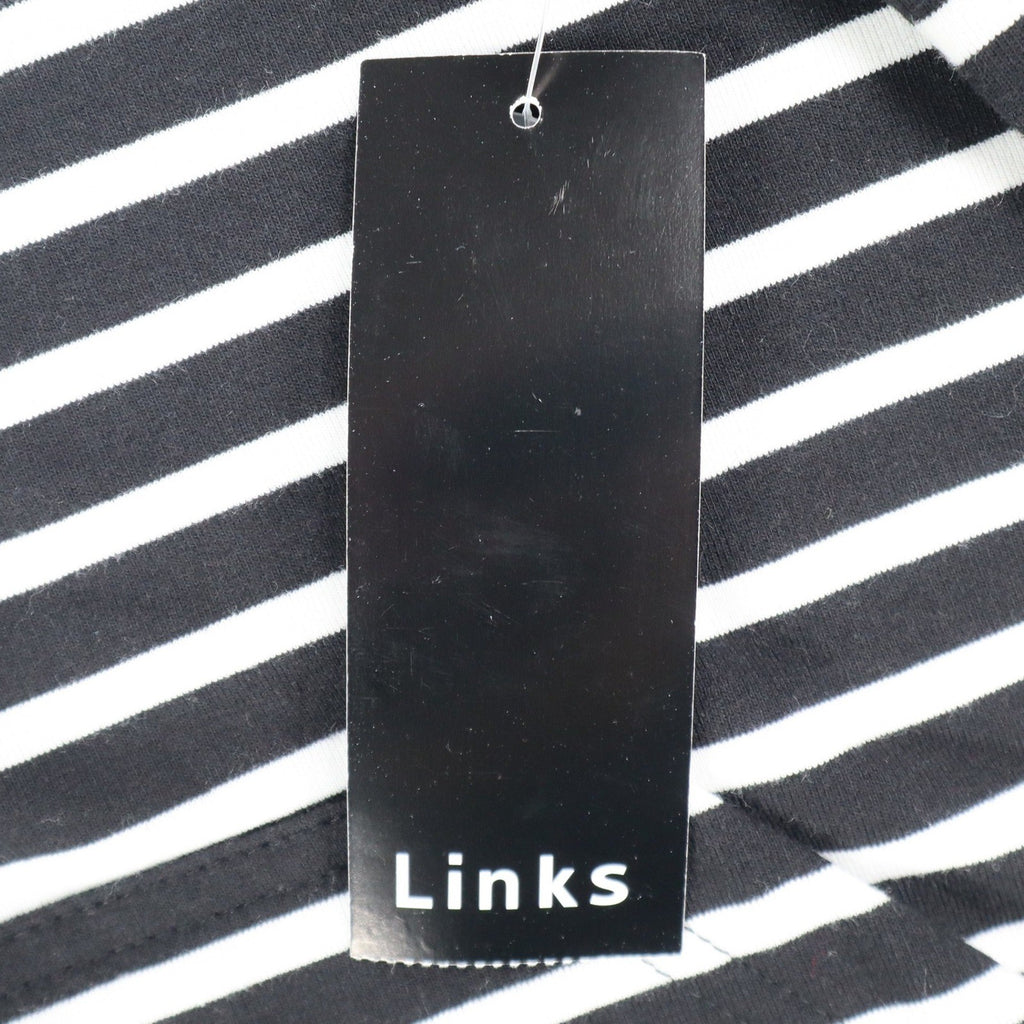 Links Womens L Black White Striped Full Zip Knit Jacket Stretch NWT - take2supply
